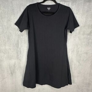 Svaha Dress Womens Medium Black Short Sleeve Pockets Stretch Comfort Minimalist